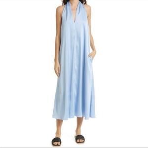 Samsoe Serenity Cille Light Blue Satin Slip Midi Dress 13096 Women's XL